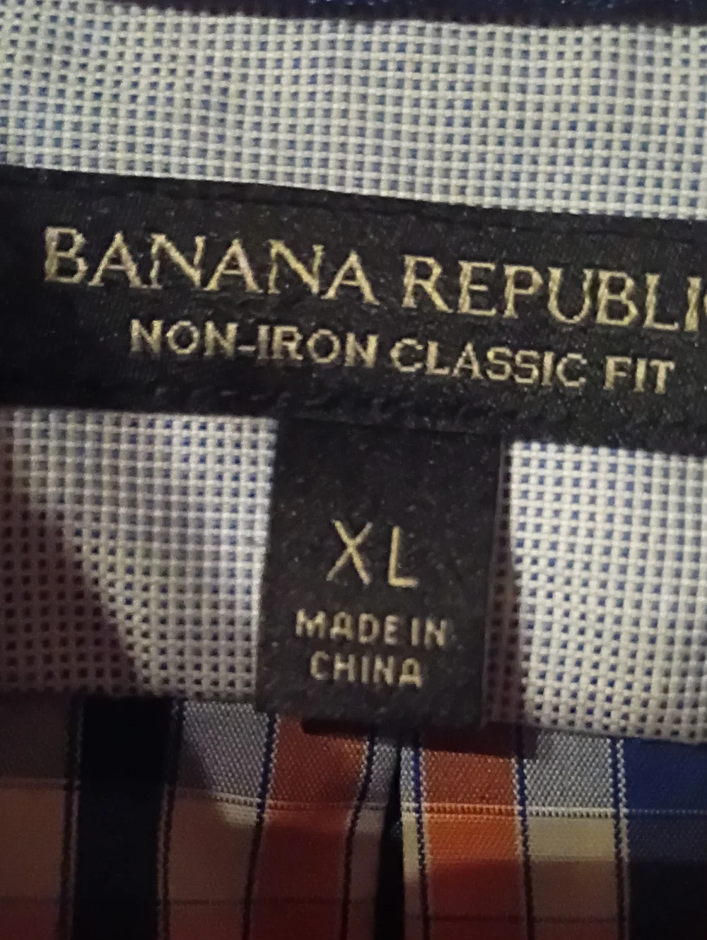 Banana Republic Men’s Orange and Blue Check Button-Down Shirt